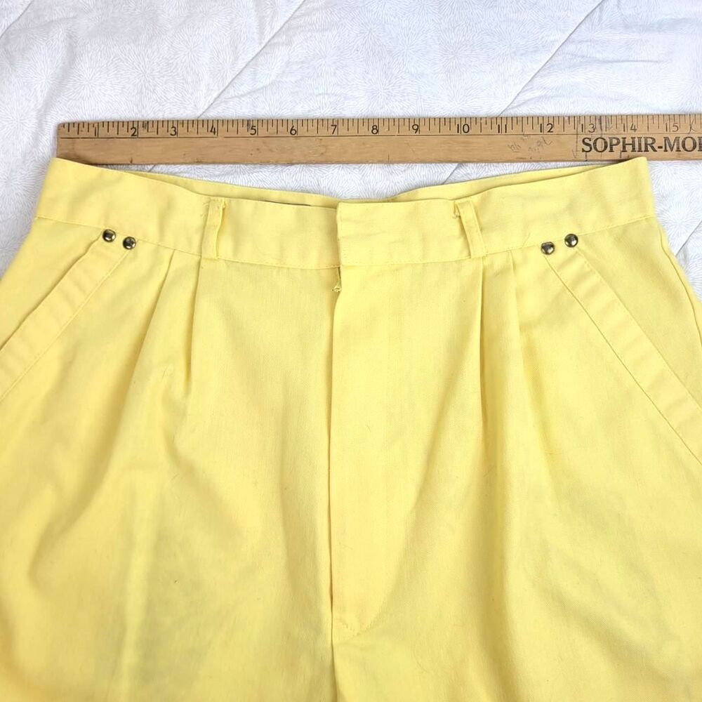 Alexida vintage yellow pleated cargo high waist cuffed shorts with pockets 6/8 - Picture 3 of 8